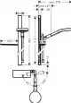 Schematische Darstellung eines Hansgrohe Duschsets mit Brausestange, Anschluss und Ablage, sowie Maßangaben und Drehwinkeln.